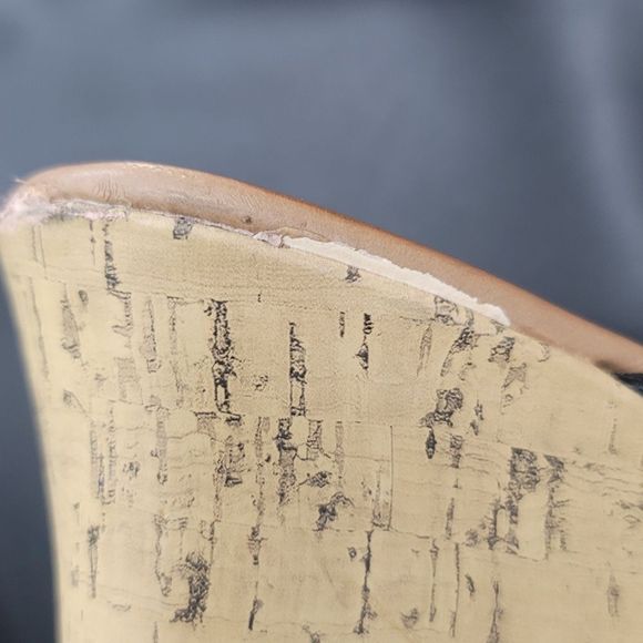 ARIZONA Black/Cork Platform Wedge Heels Size 9 - Picture 7 of 10